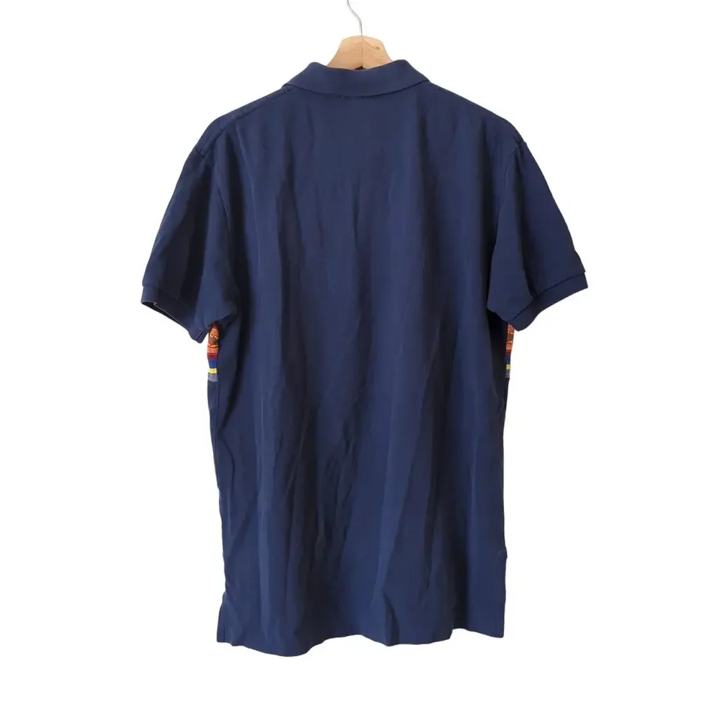 VTG Rare Polo Ralph Lauren Men's Shirt Medium Navy Blue Aztec Tribal Southwest‎